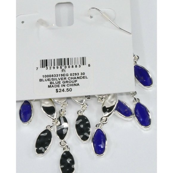 New Style & Co Blue Stone Chandelier Earrings - Picture 3 of 5